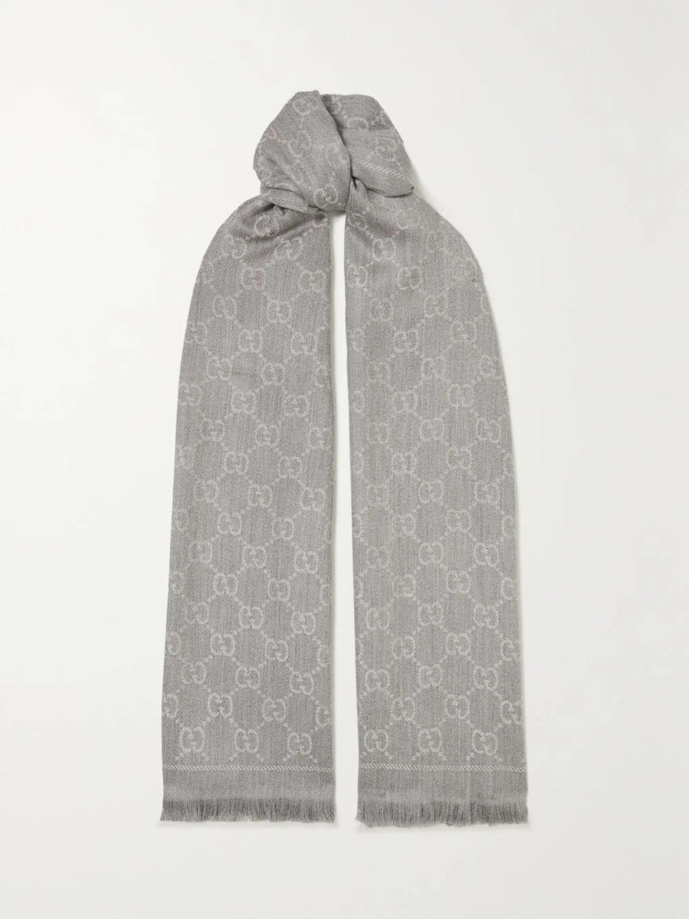 Gucci gray GG jacquard scarf